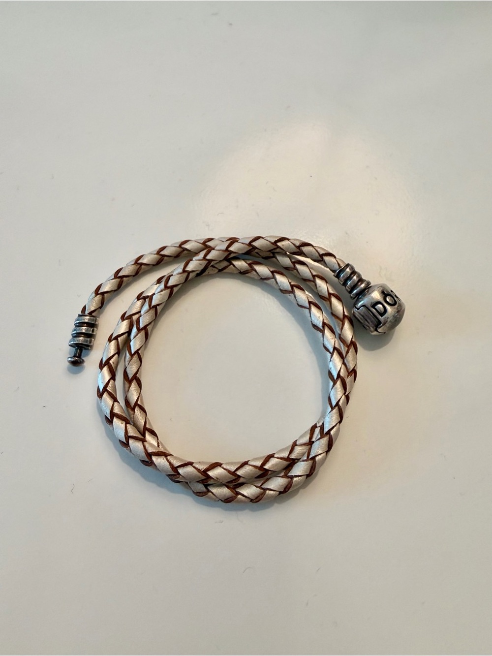 Pandora Champagne Doubled Braided Leather bracelet